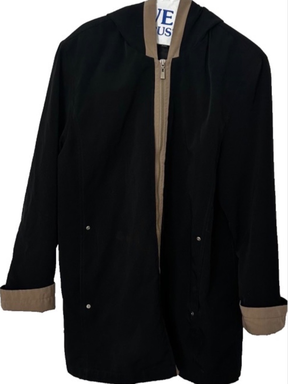 Fs Limited Size Large Reversible Lightweight Hooded Rain Jacket  Black & Taupe